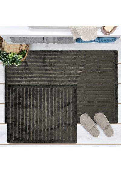 Soft Nuvo Banyo Paspası - Antrasit - 60x100 Cm + 50x60 Cm Renkli