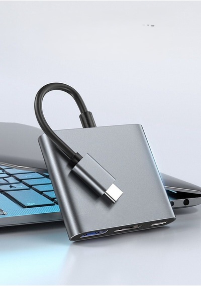 3 İn 1 1x Usb 1x Hdmı 1x Type-c Çıkışlı Usb C Hub Çoklayıcı Görüntü Ve Veri Aktarıcı