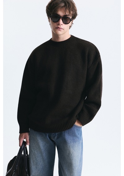 Vamos Oversize Fitilli Triko Kazak Kahve