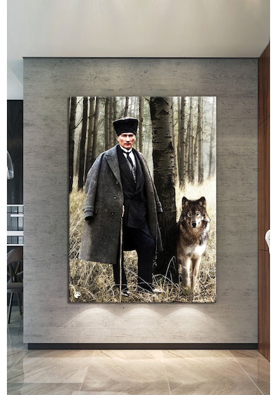 Mustafa Kemal Atatürk Kanvas Tablo Okullara İşyerlerine Uygun  (8 Farklı Ölçü) 70 x 50