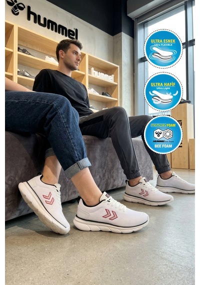 Hummel Beyaz Siyah Fileli Hafif Esnek Unisex Spor Ayakkabı 900882 Degas Iı Beyaz - Siyah
