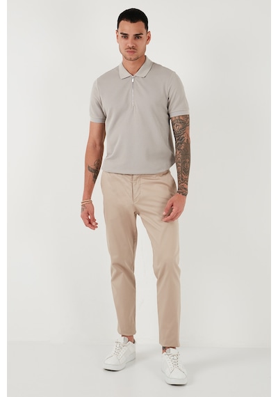 Buratti Pamuklu Regular Fit Yarım Fermuarlı 3'Lü Paket Erkek Polo Yaka T Shirt 5902915S3 Pudra-Gri-Mavi