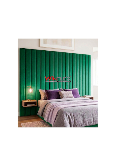 Akustik Kumaş Kaplı Dikey Panel 15x210cm - 12 Adet Yeşil Renk