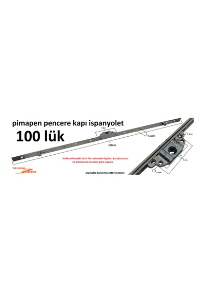 İspanyolet Pimapen Kapı Pencere Kilidi 100cm 1 Metre Emniyet Kili