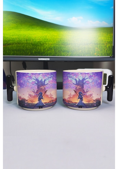 Sousou No Frieren Anime Baskılı Seramik Lüks Kupa 1 Adet T Şeklinde Özel Siyah Kulp Dalga Kulp V3t Çok Renkli