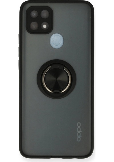 Oppo A15 Kılıf Montreal Yüzüklü Silikon Kapak Siyah
