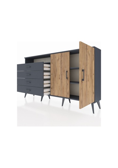 Arges Konsol 3 Raflı 4 Çekmeceli 2 Kapaklı 176x30x99 Antrasit-çam/antrasit Atlas Çam/antrasıt - Antrasıt Arges Konsol 3 Raflı 4 Çekmeceli 2 Kapaklı 176x30x99 Antrasit-çam/antrasit Atlas Çam/antrasıt - Antrasıt