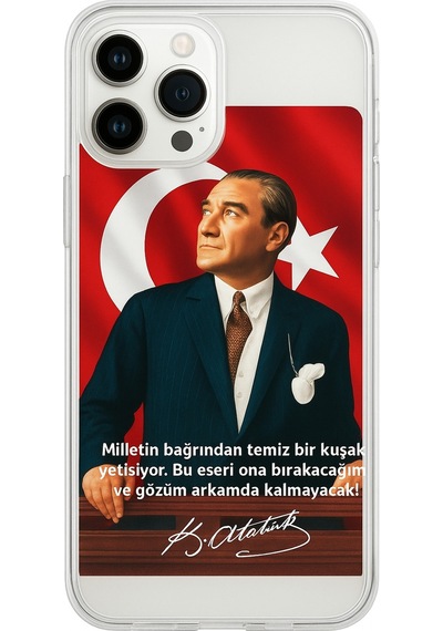 Kişiye Özel Atatürk Temalı Telefon Kılıfı Uv Baskı Türk Bayraklı Tüm Telefon Modelleri Uyumlu