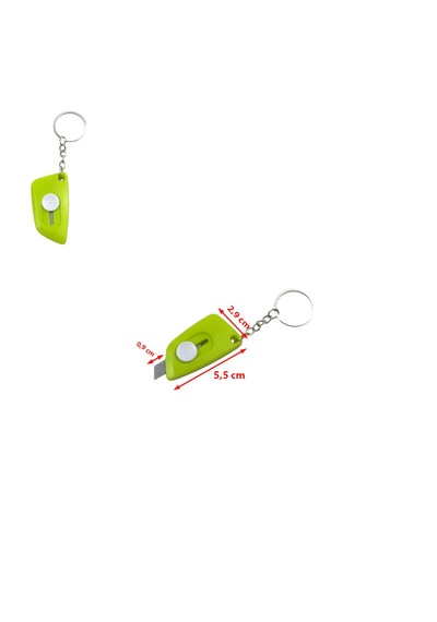 Açık Yeşil Minik Maket Bıçağı Anahtarlık 1 Adet Ebat: 5,5 Cm X 2,9 Cm, Bıçak Boyut: 0,9 Cm X 0,9 Cm