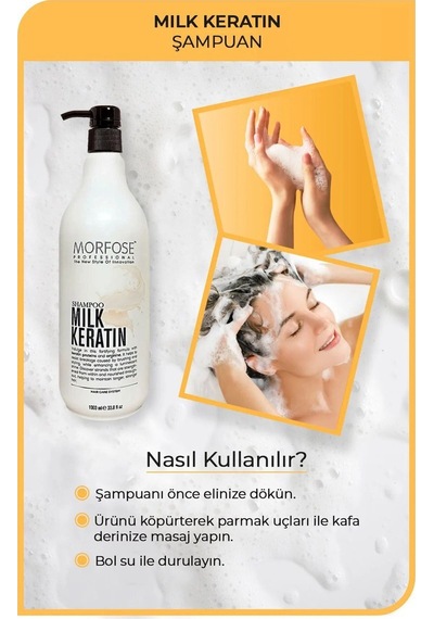 Milk Keratin Şampuan 1000 Ml - Besleyici Koruyucu Etki Beyaz