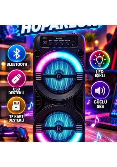Taşınabilir Led Işıklı Bluetooth Hoparlör Usb Ve Tf Kart Destekli