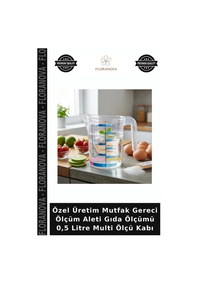 Özel Üretim Mutfak Gereci Ölçüm Aleti Gıda Ölçümü 0,5 Litre Multi Ölçü Kabı Çok Renkli