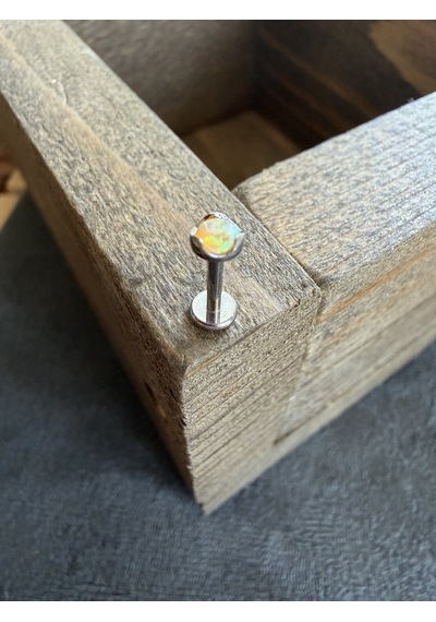 Gerçek G23 Titanium Sarı Opal Taşlı Titanyum Labret Piercincng 7 Mm