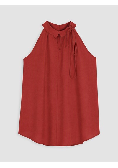 Lcw Comfort Kırmızı Halter Yaka Büzgülü Bluz