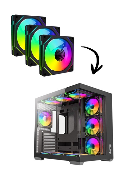 Supernova İle Uyumlu 3 Adet 6pın Argb Fan Hexagon Aynalı 6 Pin Kontrolcüye Bağlanan Fan Seti Siyah