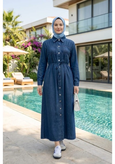 Hb Harma Time Butik Kadın Beli Bağcıklı Boydan Düğmeli Koyu Mavi Kot Tesettür Elbise Koyu Mavi Koyu Mavi Hb Harma Time Butik Kadın Beli Bağcıklı Boydan Düğmeli Koyu Mavi Kot Tesettür Elbise Koyu Mavi Koyu Mavi
