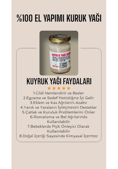 Kuyruk Yağı Kremi %100 El Yapımı  Ve Kas nı Hafifletmesine Yardımcı Brüt 200 Gr