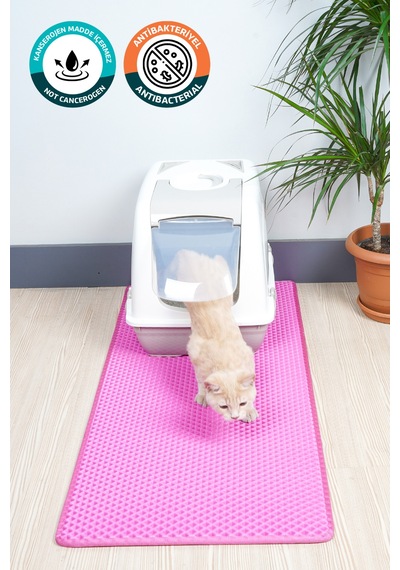 50x110 Cm Hücreli Kedi Kumu Paspası Kedi Matı Kedi Tuvalet Önü Paspası Pembe