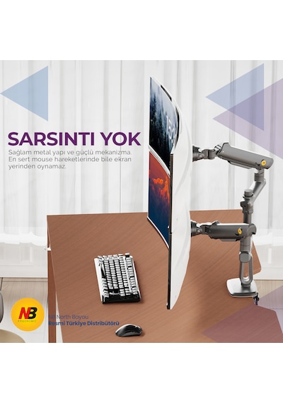 North Bayou D9c 27-50 İnch Çift Kol 2-20 Kg Vesa Uyumlu Profesyonel Monitör Standı