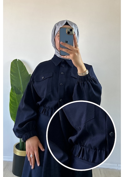 Merve Akyol Moda Bomber Ceketli Etekli Takım Lacivert