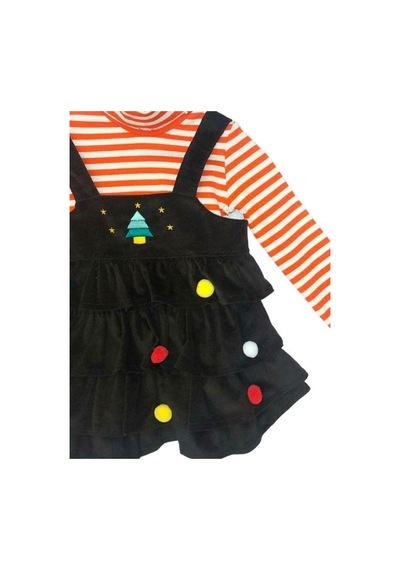 Çikoby Kız Bebek Çizgili Bluz Jile Takım-13604 Turuncu