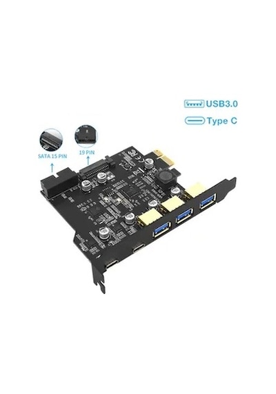4721 Pci-e Express Usb 3.0 Type C 3.2 Çoklayıcı Riser Kart