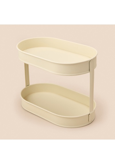 Bath 2 Katlı Oval Organizer - Krem - 32,5x19 Cm Çok Renkli