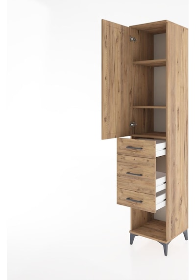 Hyperion Dolap 3 Raflı 3 Çekmeceli Tek Kapaklı 44x44x221 Çam-çam Çam