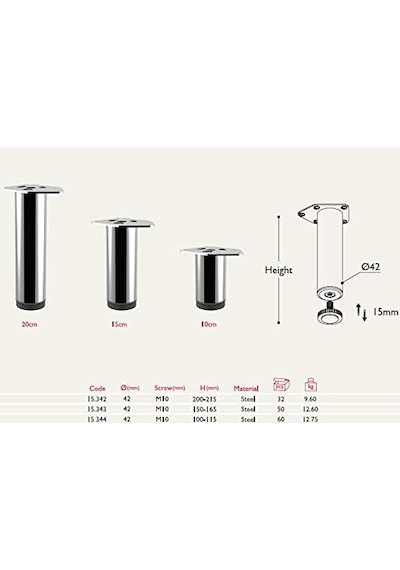 Metal Mobilya Ayağı Siyah Çap 42mm - 5cm 4 Adet 6395751