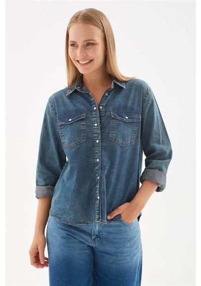 Fashion Friends Denim Gömlek Mavi Mavi