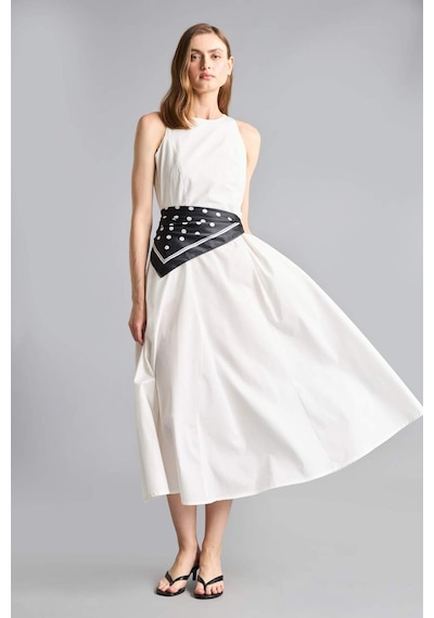 Defacto Fıtted Halter Yaka Poplin Kolsuz Midi Elbise H4575ax26smwt32 Beyaz-wt32