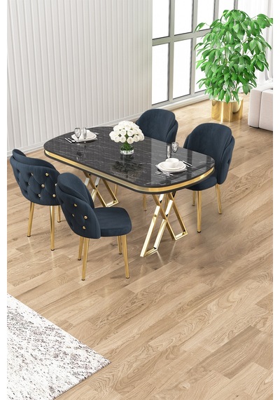 Canisa Zae Serisi 90x168 Lak Panel Siyah Mermer Desen Gold Ayak Masa Takımı 4 Antrasit Sandalye Siyah Mermer Desen Masa Sandalyeler Antrasit Canisa Zae Serisi 90x168 Lak Panel Siyah Mermer Desen Gold Ayak Masa Takımı 4 Antrasit Sandalye Siyah Mermer Desen Masa Sandalyeler Antrasit