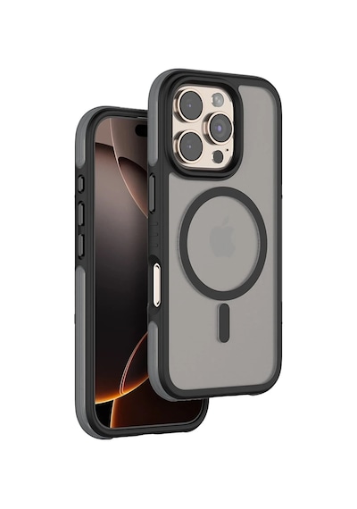 Venco - 808 - Apple iPhone Uyumlu 16 Pro Max Orbit Magsafe Kapak - Glblseme - - Siyah Sıyah