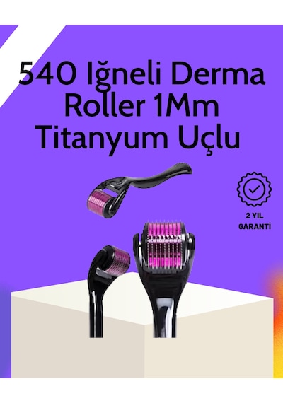 Evde Güvenli Kullanım İçin Titanyum Derma Roller Siyah Saplı