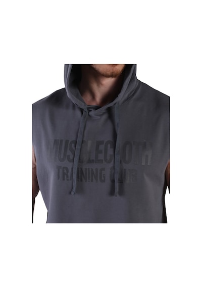 Musclecloth Training Club Kapüşonlu Kolsuz Sweatshirt Füme Gri