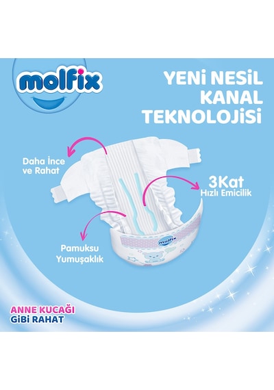 Molfix Bebek Bezi 1 Beden Yenidoğan Mega Avn. Paket 240 Adet 6'lı