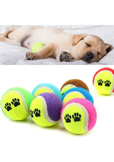 Buffer 3lü Renkli Desenli Tenis Topu Kedi Köpek Oyuncağı