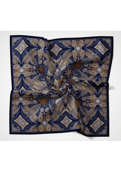 Silk Home Viskon Velora Eşarp Mor-taba Desenli Kaymaz Tok Duruşlu 90x90 Çok Renkli