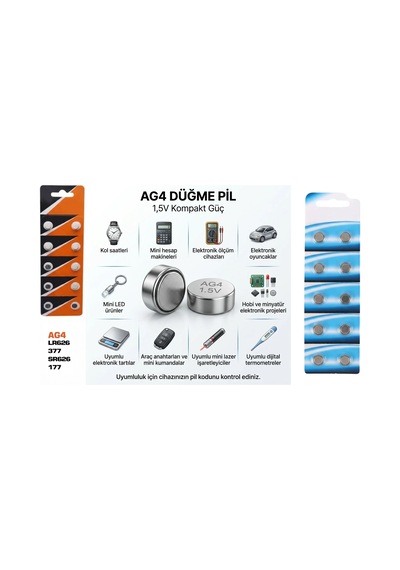 Ers Ag4 1.5v Düğme Pil Lr626-lr66 Saat Pili Hesap Makinesi Elektronik Cihaz Pili - 10 Adet