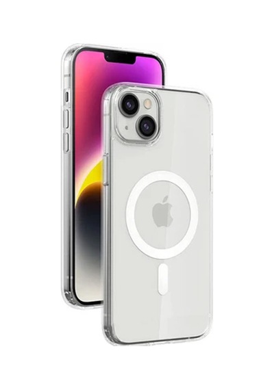 Apple Uyumlu   iPhone 14 MagSafe Şeffaf Arka Kapak Silikon Kılıf