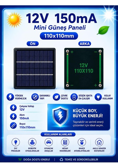 Mini Güneş Paneli Seti 5'li Solar Panel Paketi 1.5v / 4.2v / 12v