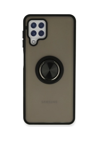 Uryport Samsung Galaxy Uyumlu A22 Kılıf Montreal Yüzüklü Silikon Kapak - Siyah Çok Renkli