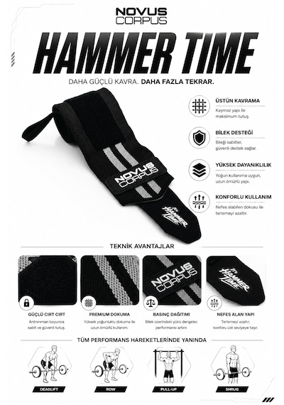 Ağırlık Bilekliği Wrist Wraps Crossfit Fitness Bilekliği Bilek Koruyucu Destek Bilekliği - 2 Adet - Siyah/gri Desen