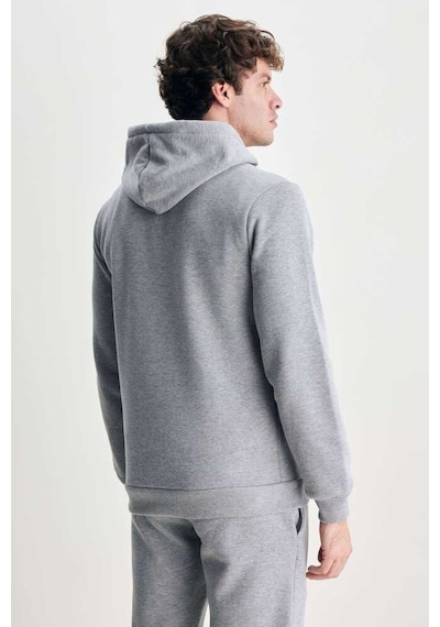 Ucla Jepsen Gri Kapüşonlu Nakışlı Standard Fit Erkek Sweatshirt Gri