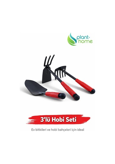 Hobi Çapa Tırmık Kürek 3 Lü Set Metal Bahçe El Aletleri Saksı, Çiçek, Bitki Ve Toprak İçin