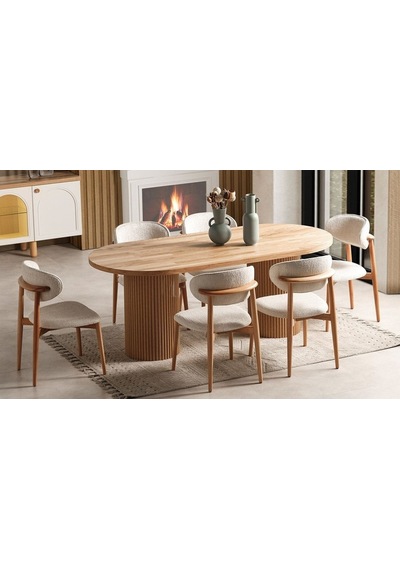 Heloise Bohem Natural Ahşap Masa Sandalye Takımı 90x180 Natural Heloise Bohem Natural Ahşap Masa Sandalye Takımı 90x180 Natural