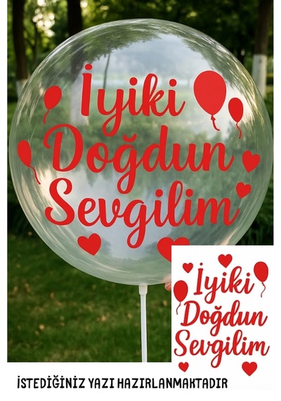 Kişiye Özel Yazı Sticker, Balon Üzeri Yazı, Balon Sticker Transfer Folyo, Balon Etiketi, Bobo Balon Çok Renkli