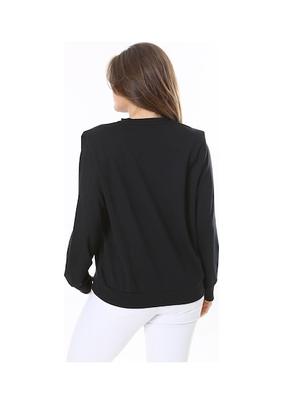 Şans Kadın Büyük Beden Siyah Omuz Detaylı Ön Baskılı Sweatshirt 65n38050-siyah Siyah