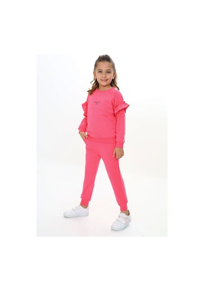 Toontoy Kids Kız Çocuk 2'li Takım Baskılı Bisiklet Yaka Reglan Kol Fırfırlı Sweatshirt & Beli Paçası Lastikli Cepli Jogger Eşofman Altı - 2 İplik Fuşya Toontoy Kids Kız Çocuk 2'li Takım Baskılı Bisiklet Yaka Reglan Kol Fırfırlı Sweatshirt & Beli Paçası Lastikli Cepli Jogger Eşofman Altı - 2 İplik Fuşya