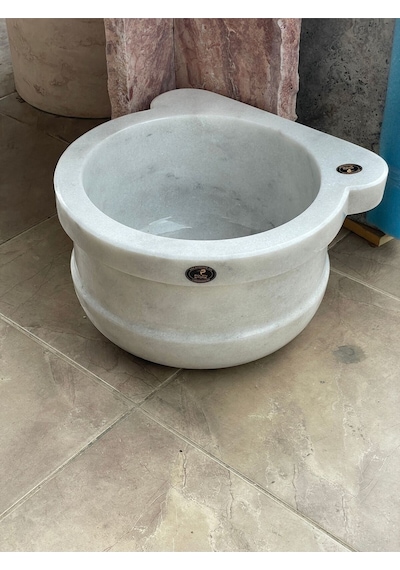 Beyaz Mermer Doğal Taş Hamam Kurnası Beyaz
